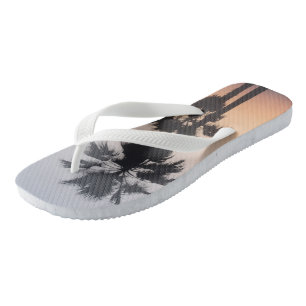 Palm Trees Silhouettes at Dusk Flip Flops
