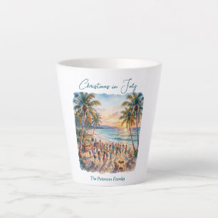 Palm Trees String Lights Party Christmas in July  Latte Mug