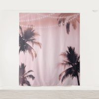 Palm Trees String Lights Pink Photography Backdrop