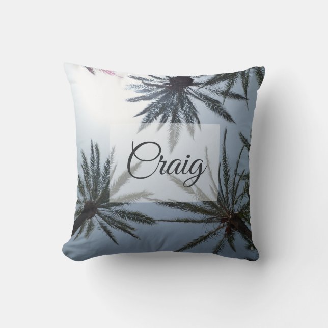 Palm Trees Summer Sky Custom Beach Throw Pillow (Front)