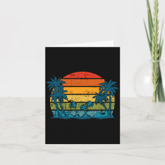 Palm trees summer vacation retro island tropical card