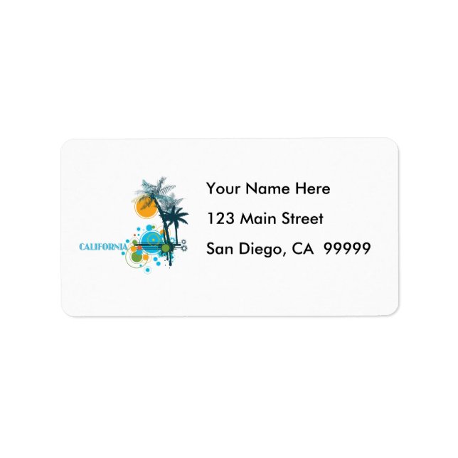 Palm Trees Sun & Circle Label (Front)