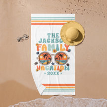 Palm trees sunglasses retro family vacation groovy