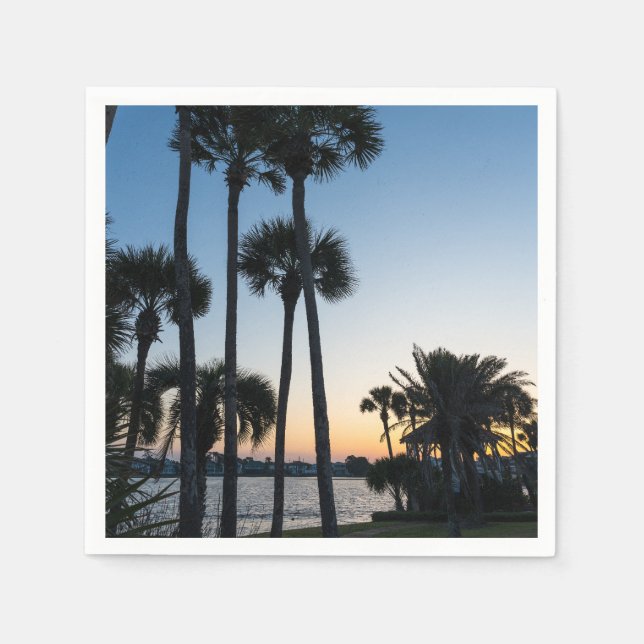 Palm Trees Sunrise Destin Florida Paper Napkin (Front)