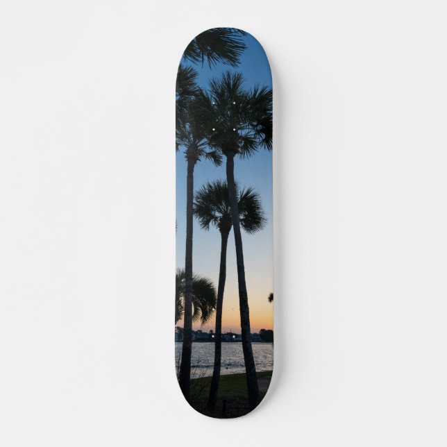 Palm Trees Sunrise Destin Florida Skateboard (Front)