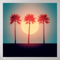 Palm Trees Sunset Art