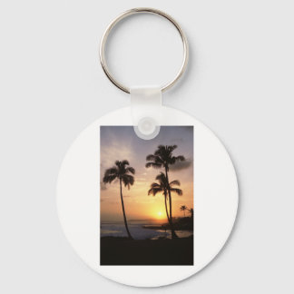 Palm Trees, Sunset, Beach, Hawaii Keychain