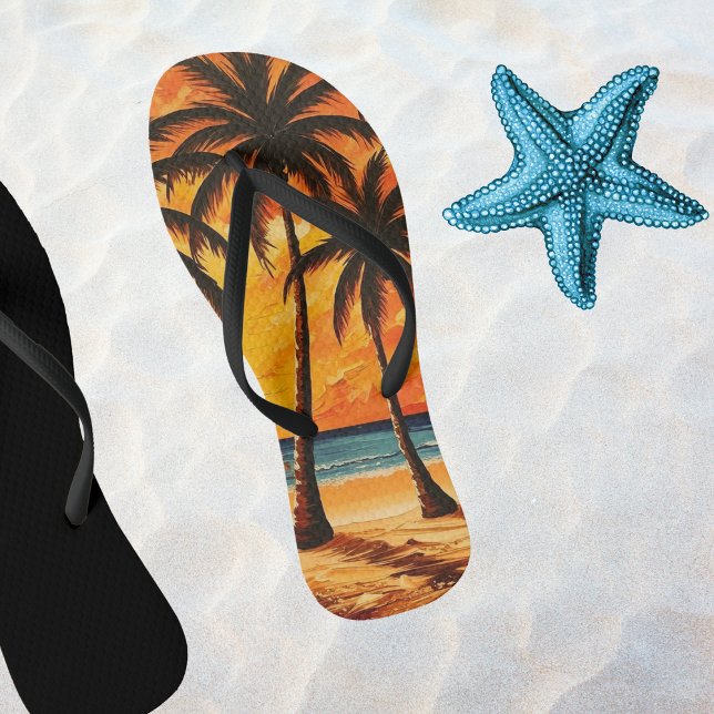 Palm Trees Sunset  Flip Flops (Creator Uploaded)