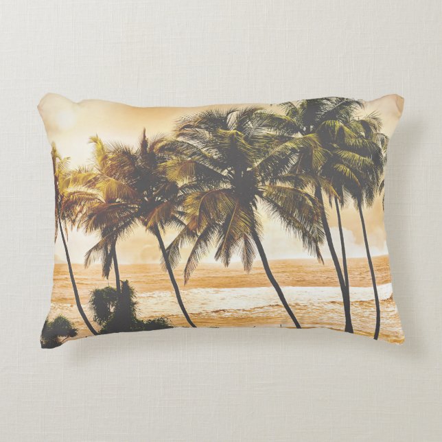 Palm Trees Sunset: Goa Vintage Accent Pillow (Front)