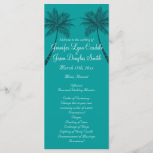 Palm Trees Teal Blue Beach Wedding Programs