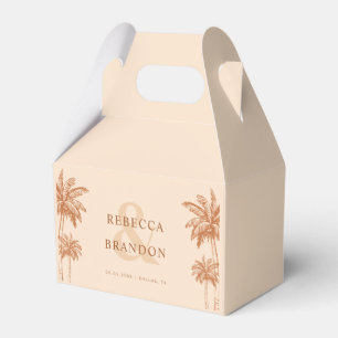 Palm Trees Terracotta Boho Beach Names Wedding Favor Box