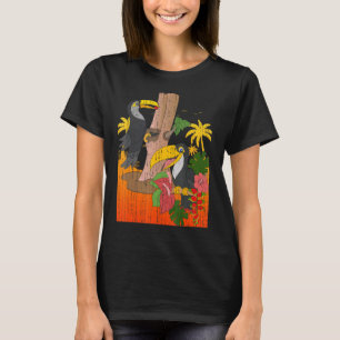Palm Trees Tropical Bird Animal Exotic Flowers Sum T-Shirt