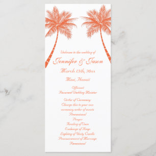 Palm Trees Tropical Coral Beach Wedding Programs