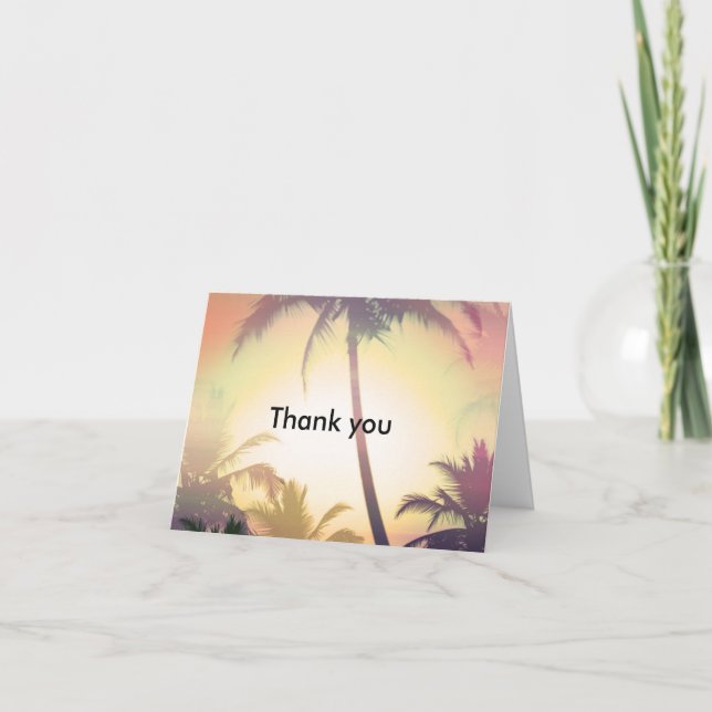 Palm Trees Tropical Heat Beach Thank You Fold Card (Front)