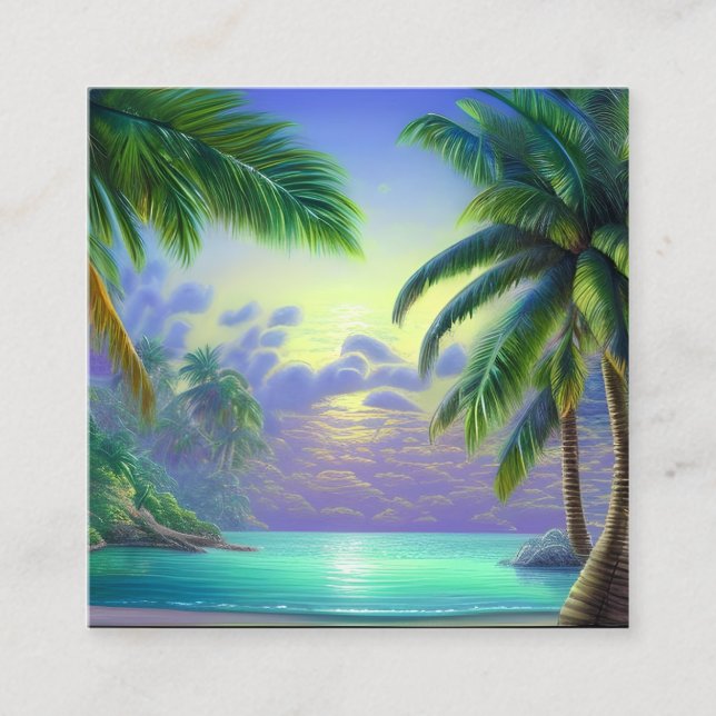 Palm Trees Tropical Square Business Card (Front)