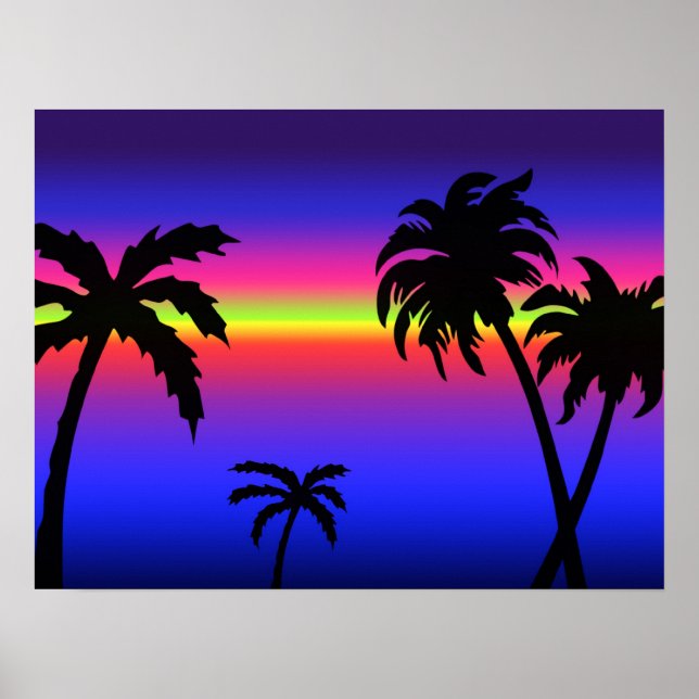Palm Trees Tropical Sunset Poster (Front)