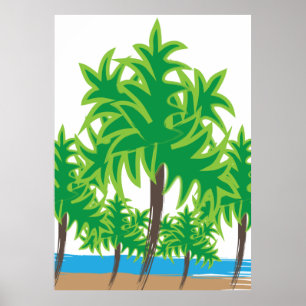 Palm Trees Tropical Vintage Travel Poster