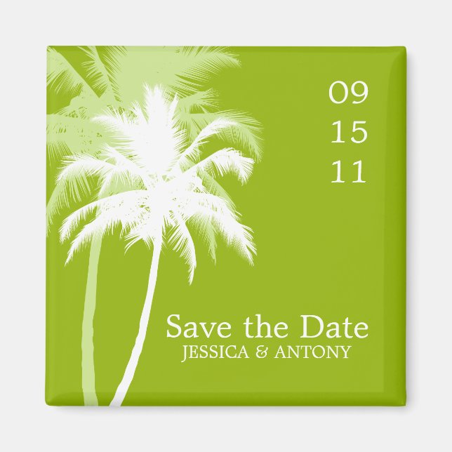 Palm Trees Tropical Wedding Save the Date or Favou Magnet (Front)