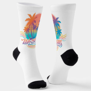 Palm Trees USA 250 Years Patriotic Desert Sunrise Socks