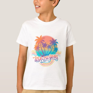 Palm Trees USA 250 Years Patriotic Desert Sunrise T-Shirt