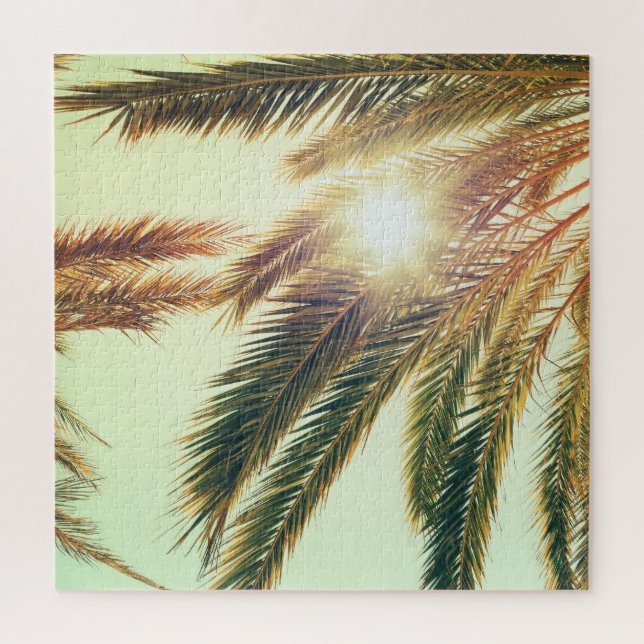 Palm Trees, Vintage Toned Sky. Jigsaw Puzzle (Vertical)