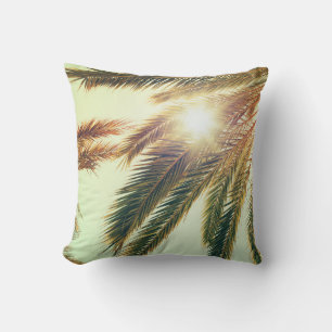 Palm Trees, Vintage Toned Sky. Throw Pillow
