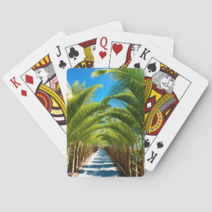 Palm trees walkway playing cards
