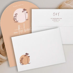 Palm Trees Warm Sand Sunset Pink Sun Beach Wedding Envelope