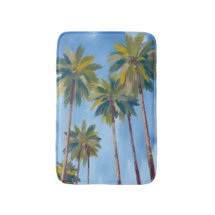 Palm Trees Watercolor Art Tropical Bath Mat