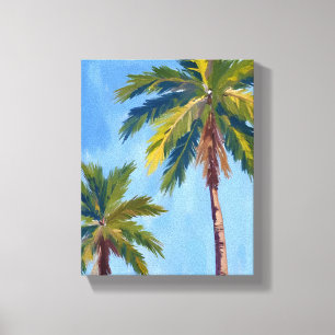 Palm Trees Watercolor Coastal Ocean Canvas Print