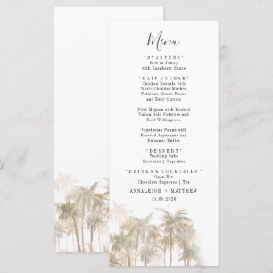Palm Trees Watercolor Coastal Wedding Menu
