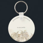 Palm Trees Watercolor Tan Coastal Wedding Favour Keychain<br><div class="desc">Palm Trees Watercolor Tan Coastal Wedding favour keychain that you can easily customize for your special day. Completely repurpose for other important events in your life by clicking the "Customize this" button</div>