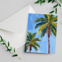 Palm Trees Watercolor Tropical Card