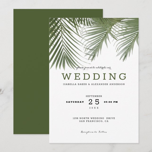 Palm Trees Wedding Invitation (Front/Back)