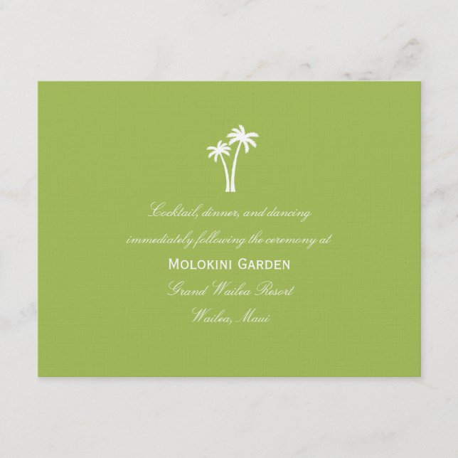 Palm Trees Wedding Reception Card - Lime (Front)