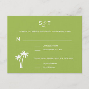 Palm Trees Wedding RSVP Card - Lime