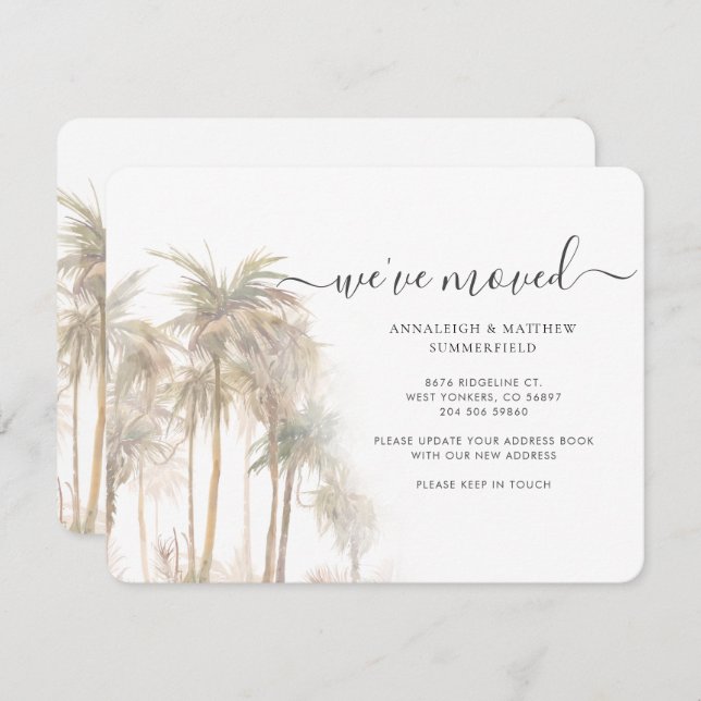 Palm Trees We've Moved Moving Tropical Card (Front/Back)