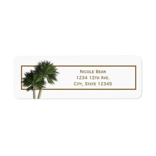 Palm Trees White & Gold Elegant Address Labels (Front)