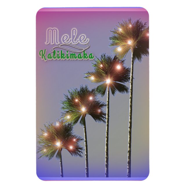 Palm Trees With Lights Mele Kalikimaka Magnet (Vertical)