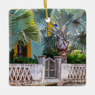 Palm Trees with Rustic Gate |  Mexico Ceramic Ornament