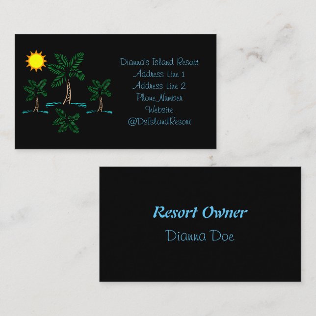 Palm Trees With Sun Business Cards (Front/Back)