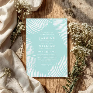 Palm Tropical Beach Elegant Chic QR Code Wedding Invitation