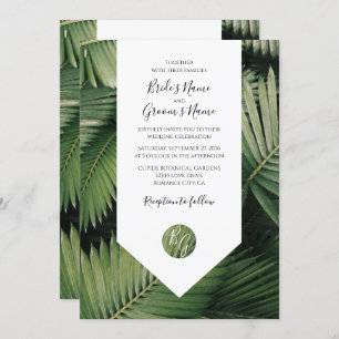 Palm Tropical Feuille Verdure Mariage Invitations
