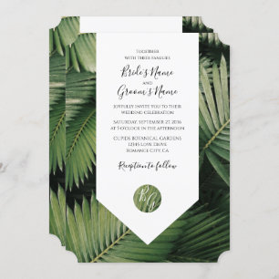 Palm Tropical Feuille Verdure Mariage Invitations