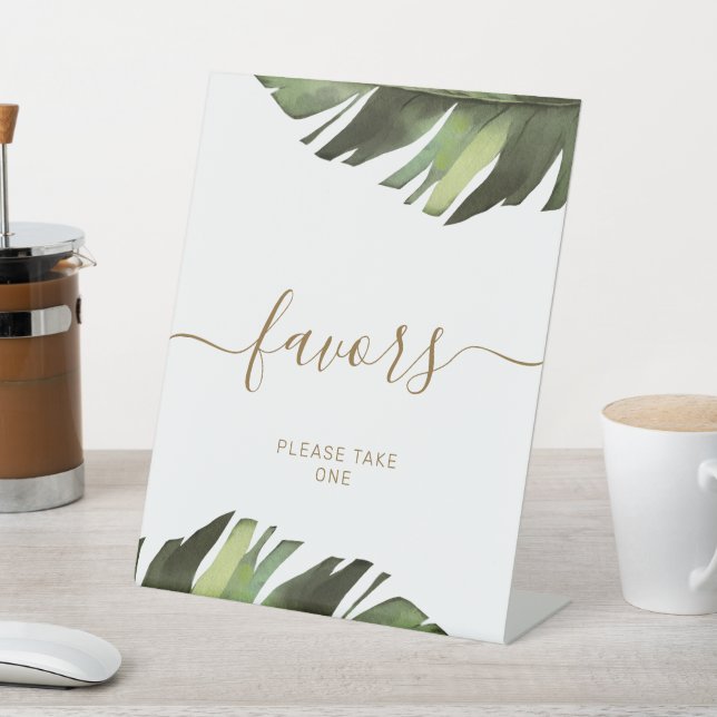 Palm Tropical Floral Shower Favours Sign (In SItu)