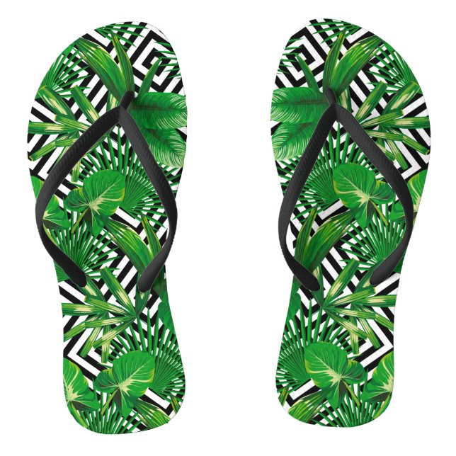 Palm Tropical Plants Flip Flops (Footbed)