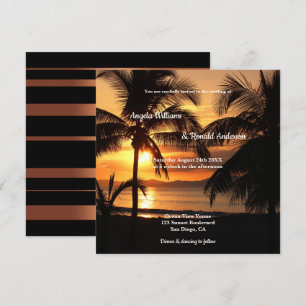 Palm Tropical Sunset Beach Mariage Invitation