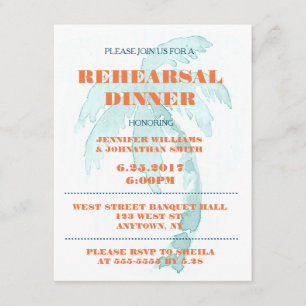 Palm Typography Rehearsal Dinner Invitations