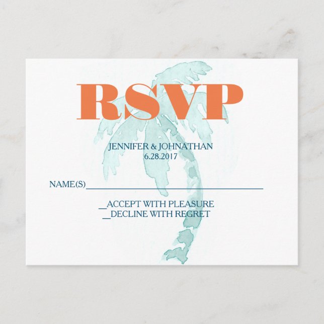 Palm Typography Wedding RSVP Cards (Front)