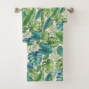 Palm vert et Turquoise Tropical Banana Monstera Fe